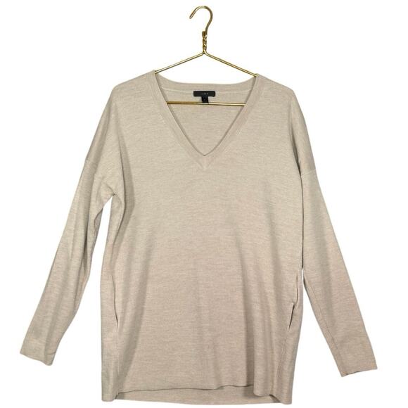 J.Crew Merino Wool Oversized V-Neck Sweater Tan Neutral w/ Pockets | Small - Picture 11 of 12